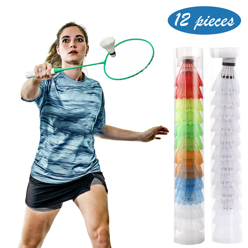 Feather Shuttlecock - 12pcs Plastic Badminton for Hitting Practice